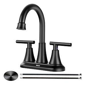 4 Inch Bathroom Faucets for Sink 3 Hole Faucet for Bathroom Sink with Pop-up Drain Supply Hoses 2-Handle