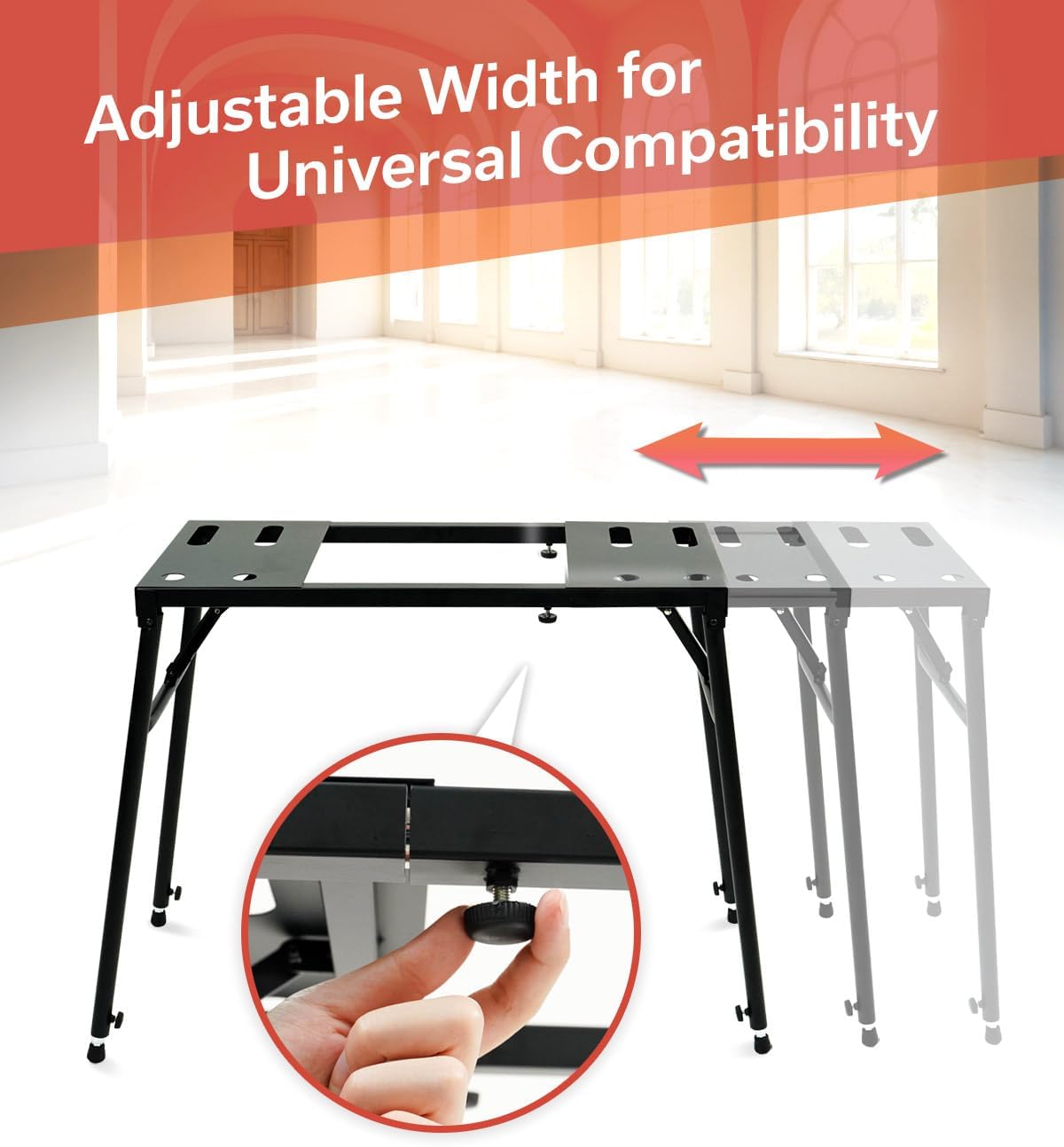 Hamilton KB460K Adjustable Electronic Keyboard Stand – Folding, Heavy-Duty Steel Frame, Height & Width Adjustable, Fits 61–88 Key Keyboards, Holds up to 176 lbs