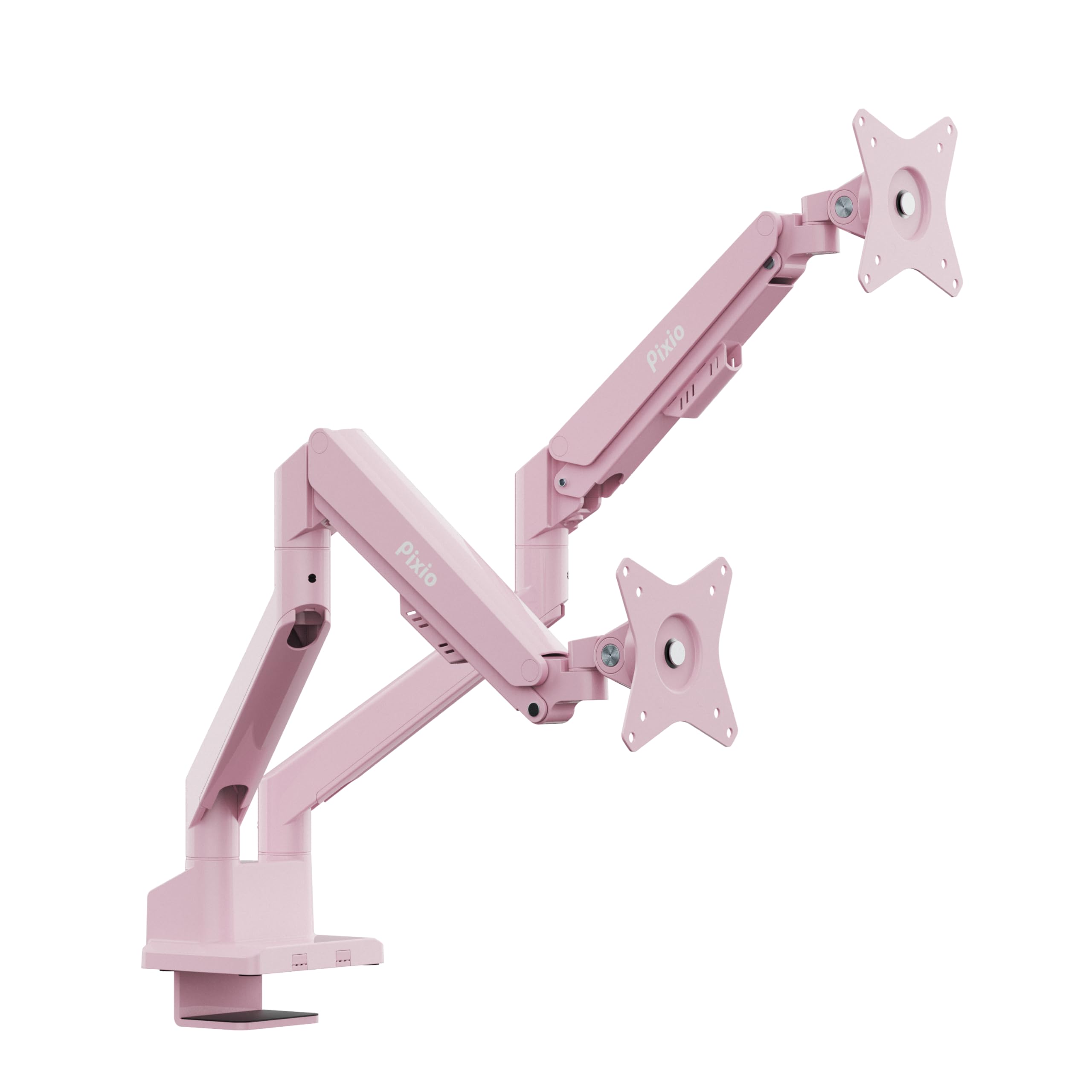 Pixio PS1D Wave Pink Dual Monitor Arm Stand Desk Mount - Fits up to 32 inches Monitors and up to 19.8lbs. VESA Compatibility and Integrated Cable Management