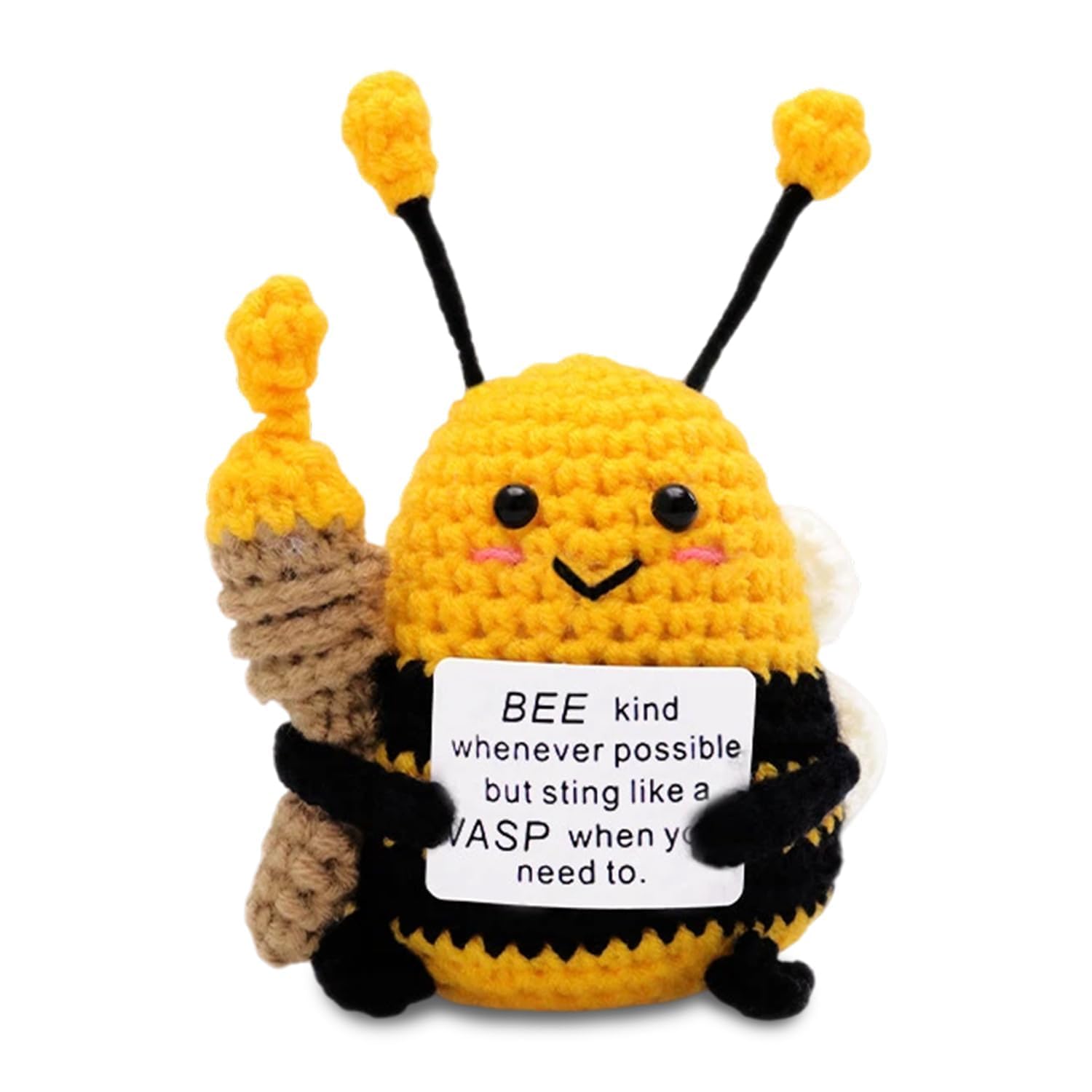 Laicaii Positive Bee, Soft Handmade Bee Plush Toy Crochet, Emotional Support Crochet Bees with Support Card, Positive Crocheting Animal Toy for Home Office Decor, Motivational Gifts for Women Men — image 1