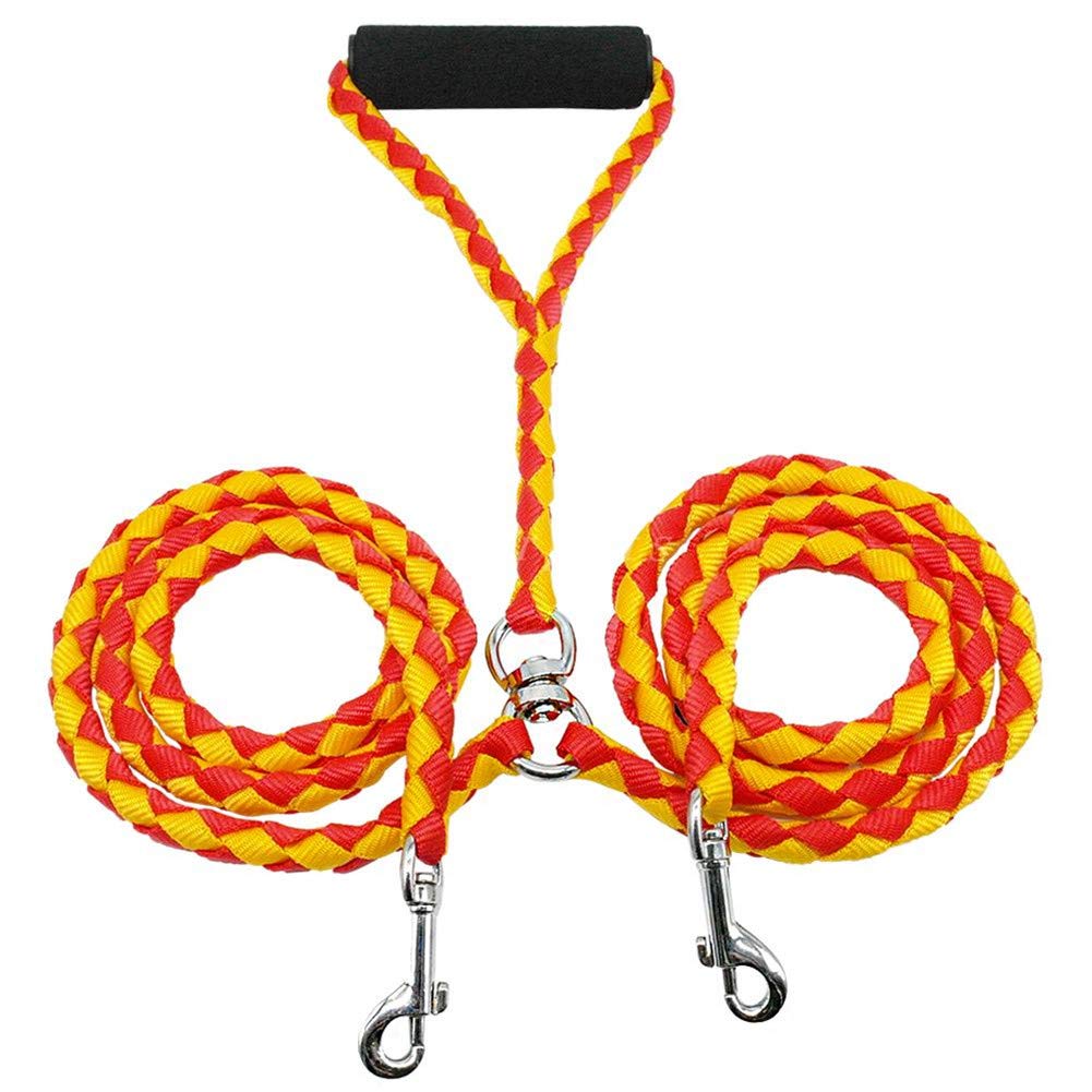 SOCHII Guinzaglio Doppio in Nylon a 2 Vie, Anti-groviglio, Resistente, per 2 Cani con Morbida Impugnatura Imbottita, M, N9000 III
