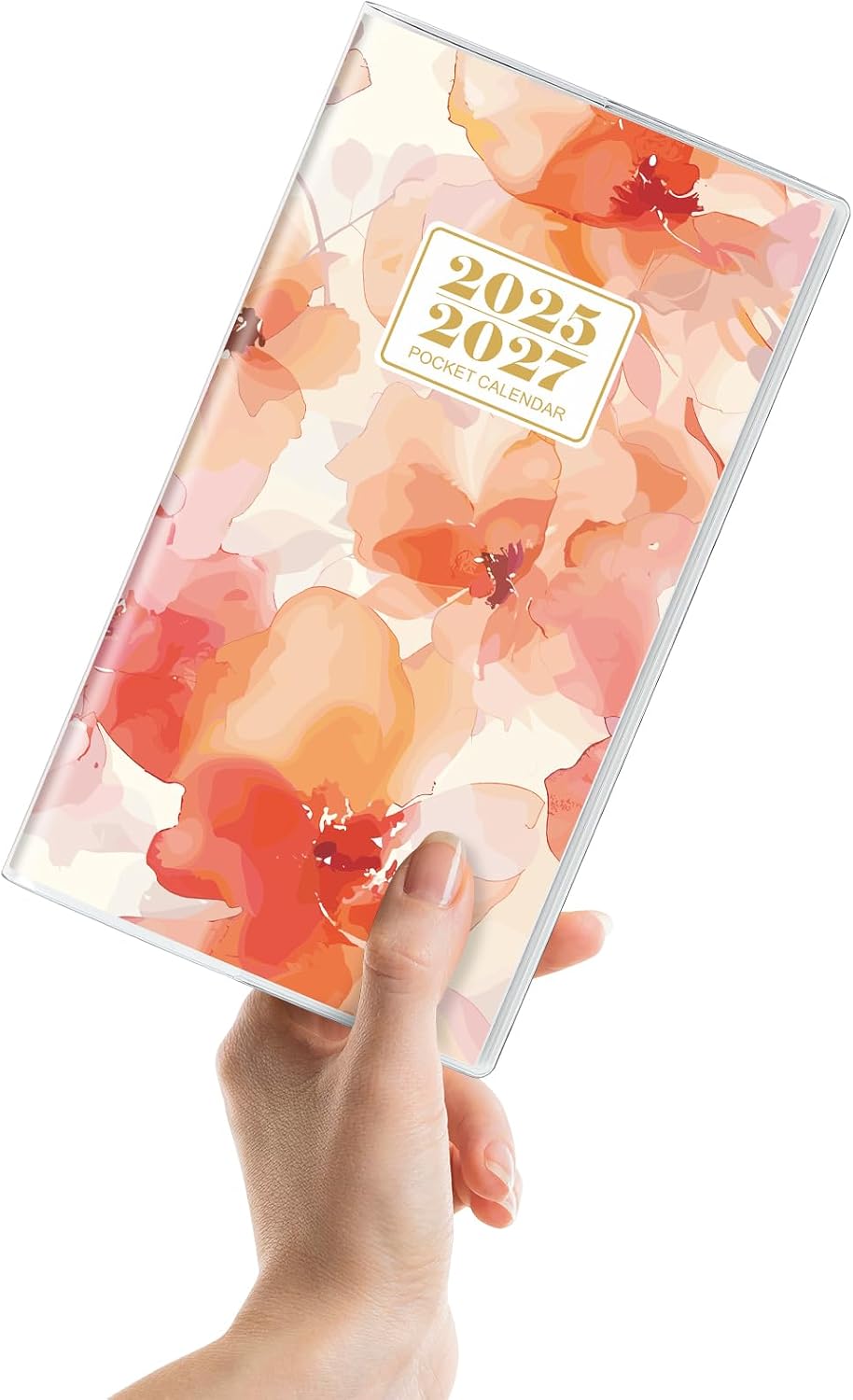 KONVINIT Pocket Calendar 2025-2027, Floral 2025-2027 Monthly Planner - 3.7" x 6.7" - Runs from July 2025 Until December 2027, 2026 Pocket Planner with PVC Cover for Home, School, Office Supplies