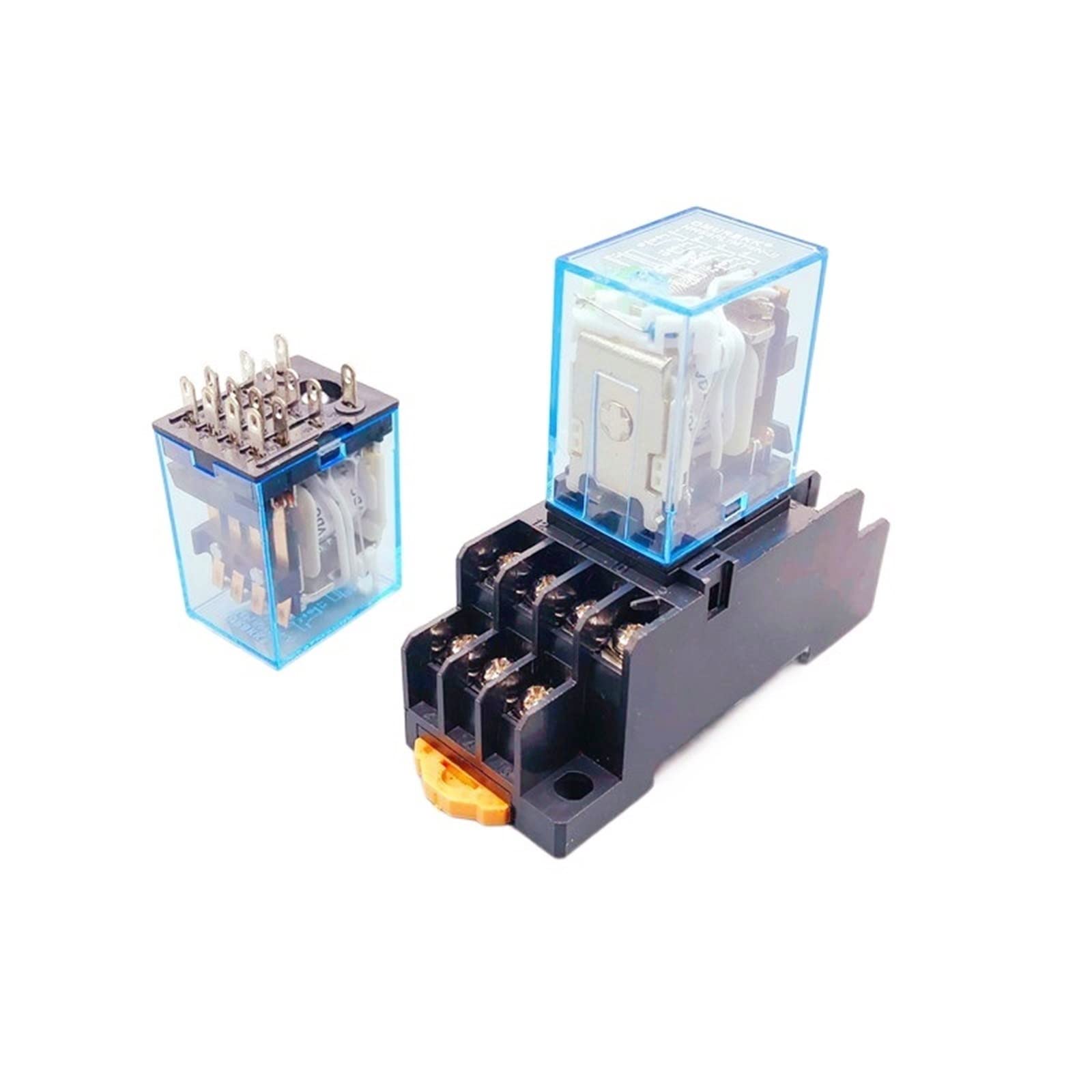 WBNFFUCYU 10PCS MY4NJ DPDT Miniature Coil Generalelectromagnetic Intermediate Relay Switch 14Pin With14A Socket Base DC12V24V AC110V220V(No Socket,1pcs AC380V)