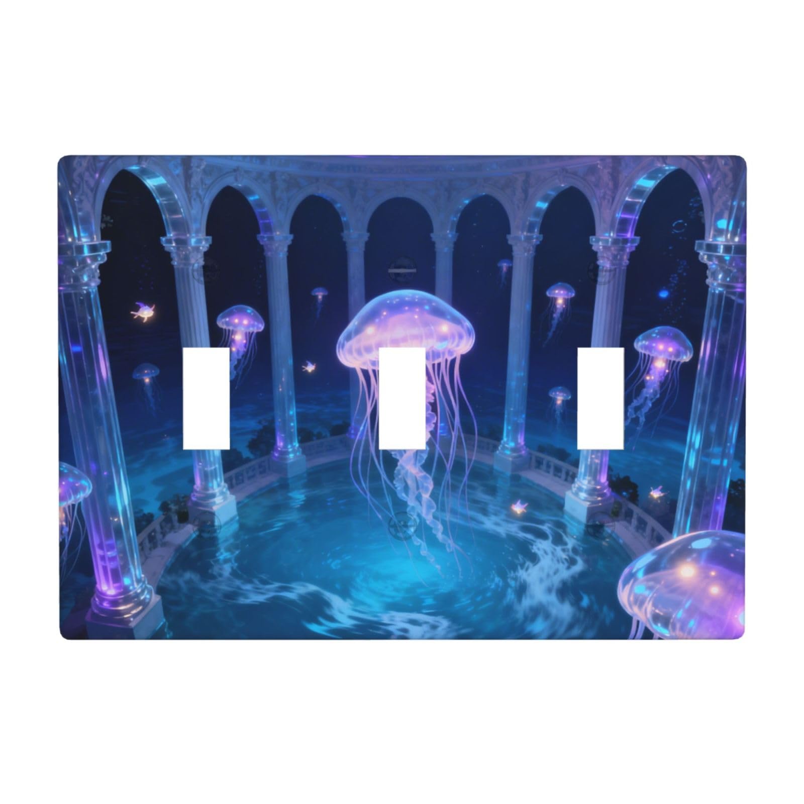 Dreamy Jellyfish 3 Gang Switch Plate Cover-Unbreakable Polycarbonate Wall Plate, Heat Resistant Toggle Switch Decor for Home