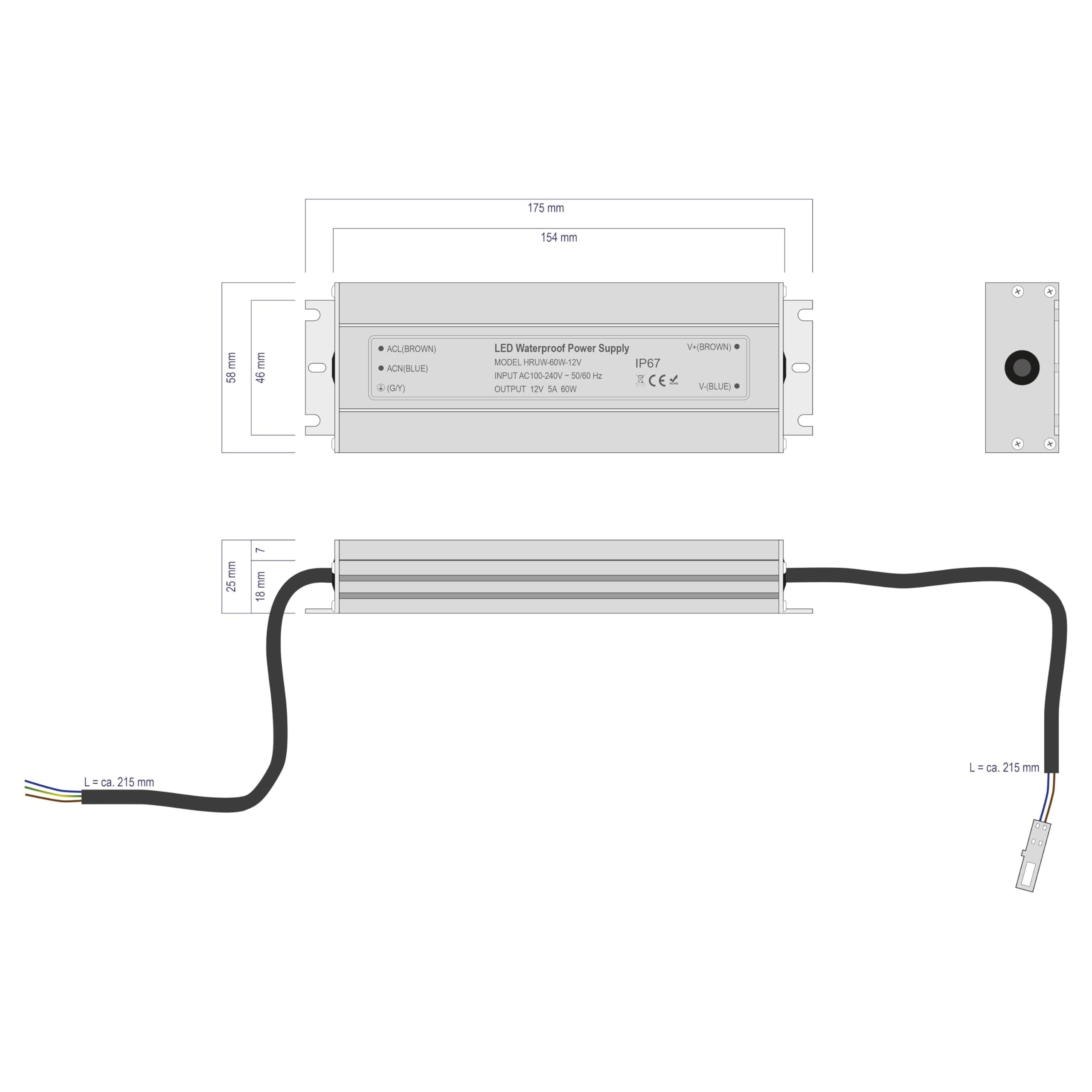 BERNSTEIN - Réglette éclairage bande LED lumineuse adhésive sous meuble de salle de bain Blanc froid 60cm - Aluminium - 6000K