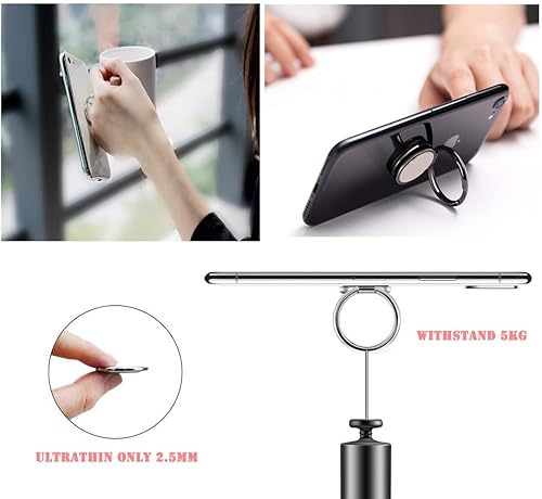 Miniatura 4 de Soporte de anillo de teléfono para mano, agarre de metal de rotación de 360, soporte magnético para teléfono en automóvil, compatible con iPhone 11