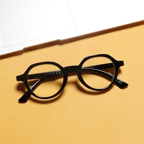 Miniatura 7 de eyeezi Paquete de 5 lentes de lectura con bloqueo de luz azul para mujeres y hombres, elegante bisagra de resorte redonda UV400 para lectores de
