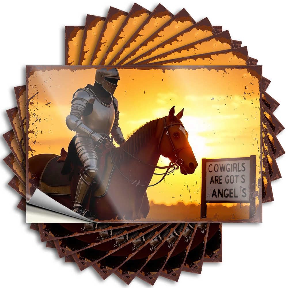 Saying Music Decor Vinyl Sticker | Knight in Shining Armor Meets Western Wisdom: 'Cowgirls are Got S Rock for Sports Use(6X9CM)
