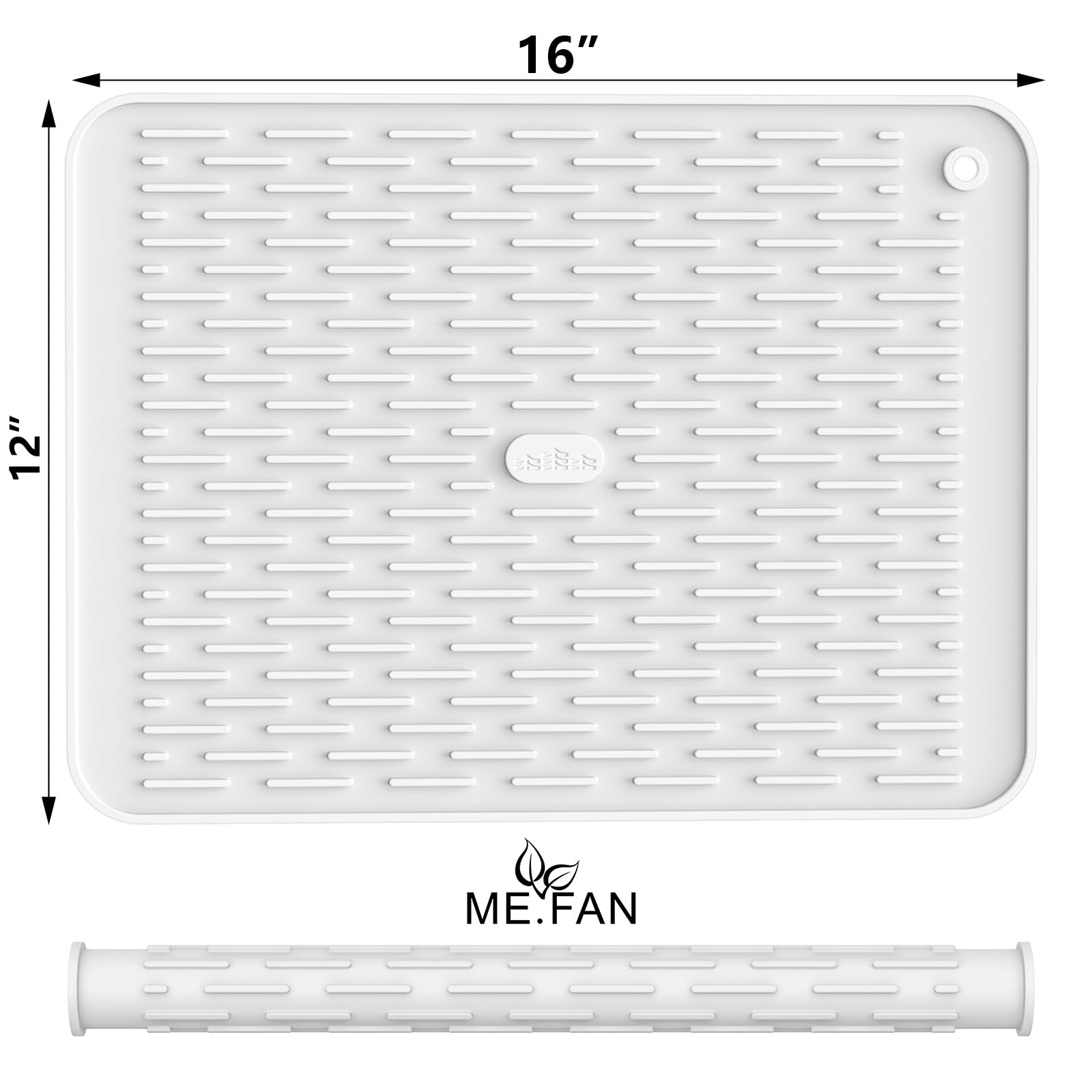 ME.FAN Silikon-Abtropfmatte für Küchentheke, Abtropfunterlage für Spüle, Kühlschrank oder Schublade, Arbeitsplatten-Schutzunterlage, Größe M, 40,6 x 30,5 cm, Weiß