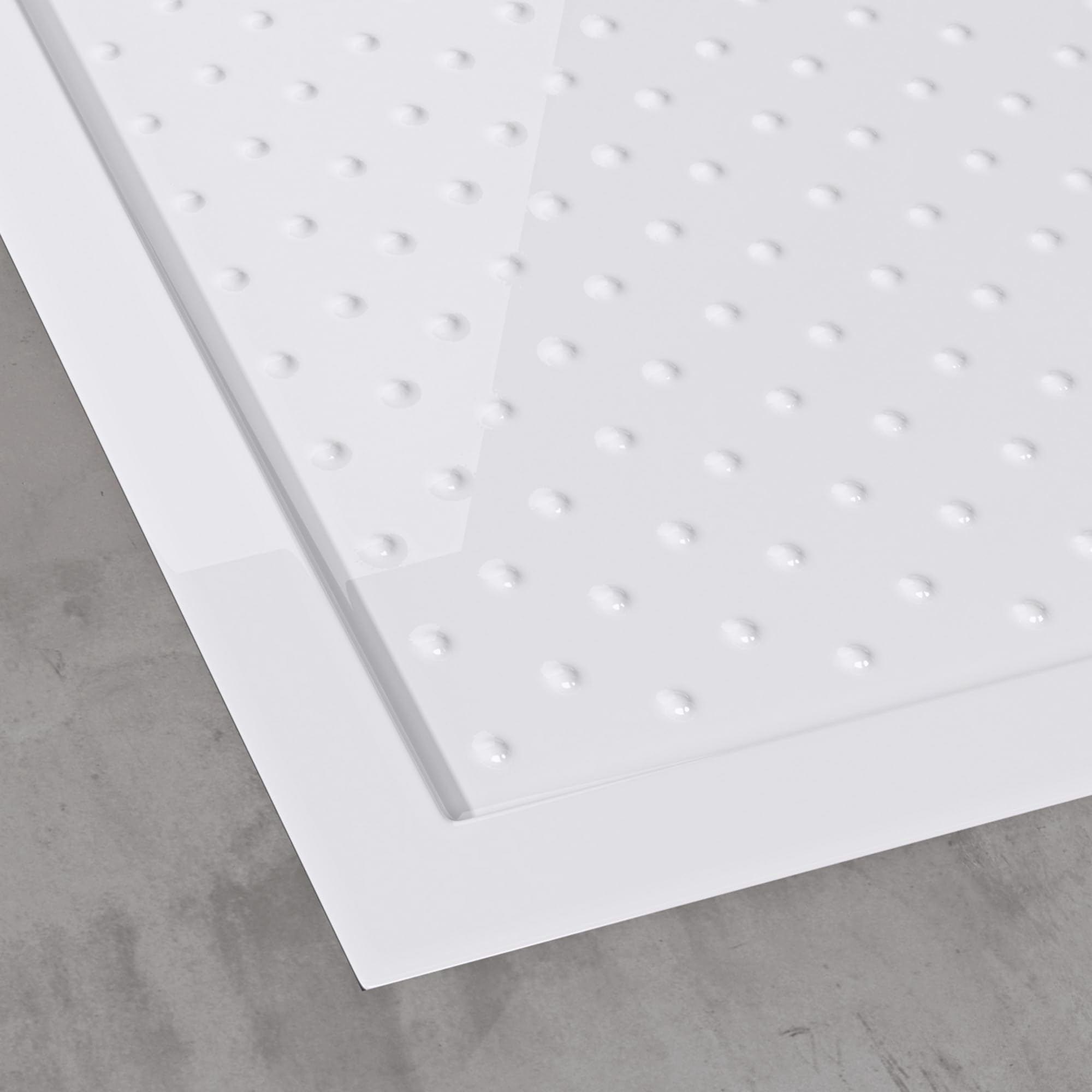 doporro Duschtasse Anti-Rutsch 90x90x4 Ablaufgarnitur aus Acryl in Weiß | Flache Duschwanne für bodenebene Montage mit DIN-Anschlüssen – stabil & sicher für moderne Duschen Lucia1+AL02