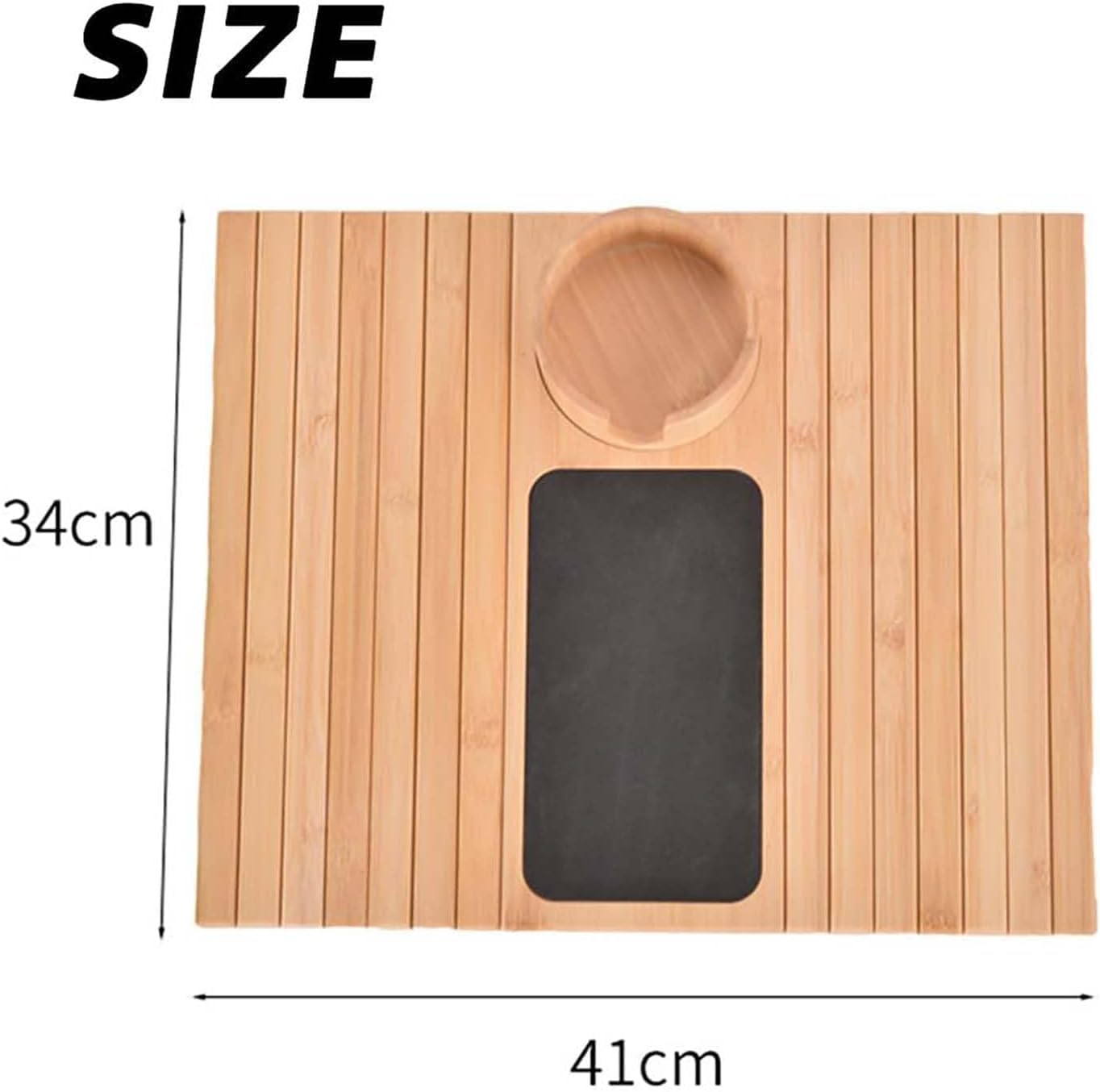 Soporte para tazas y bandeja para brazos, accesorio de sofá de madera antideslizante 2 en 1 para aperitivos, mandos a distancia, teléfono celular, perfecto compañero de sofá