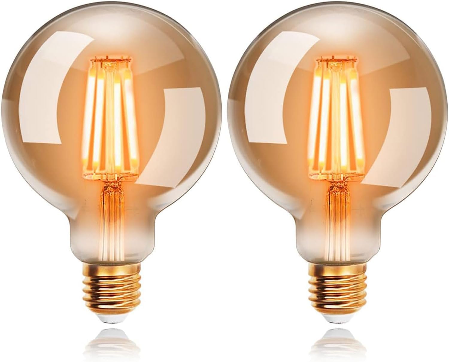 EXTRASTAR Edison Vintage Glühbirne, 80mm Durchmesser, Nicht Dimmbar, G80 E27 LED Filament Lampe, 8W Ersetzt 55W Glühlampe, 720 LM, 2200K Warmweiß, Bernsteinfarbenes Glas, 2 Stück