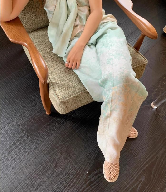 Mesh Ballet Flats for Women Round Toe Ballerina Genuine Leather Woven Fishnet Pearl Slip On Shoes Comfy Casual Office Daily4