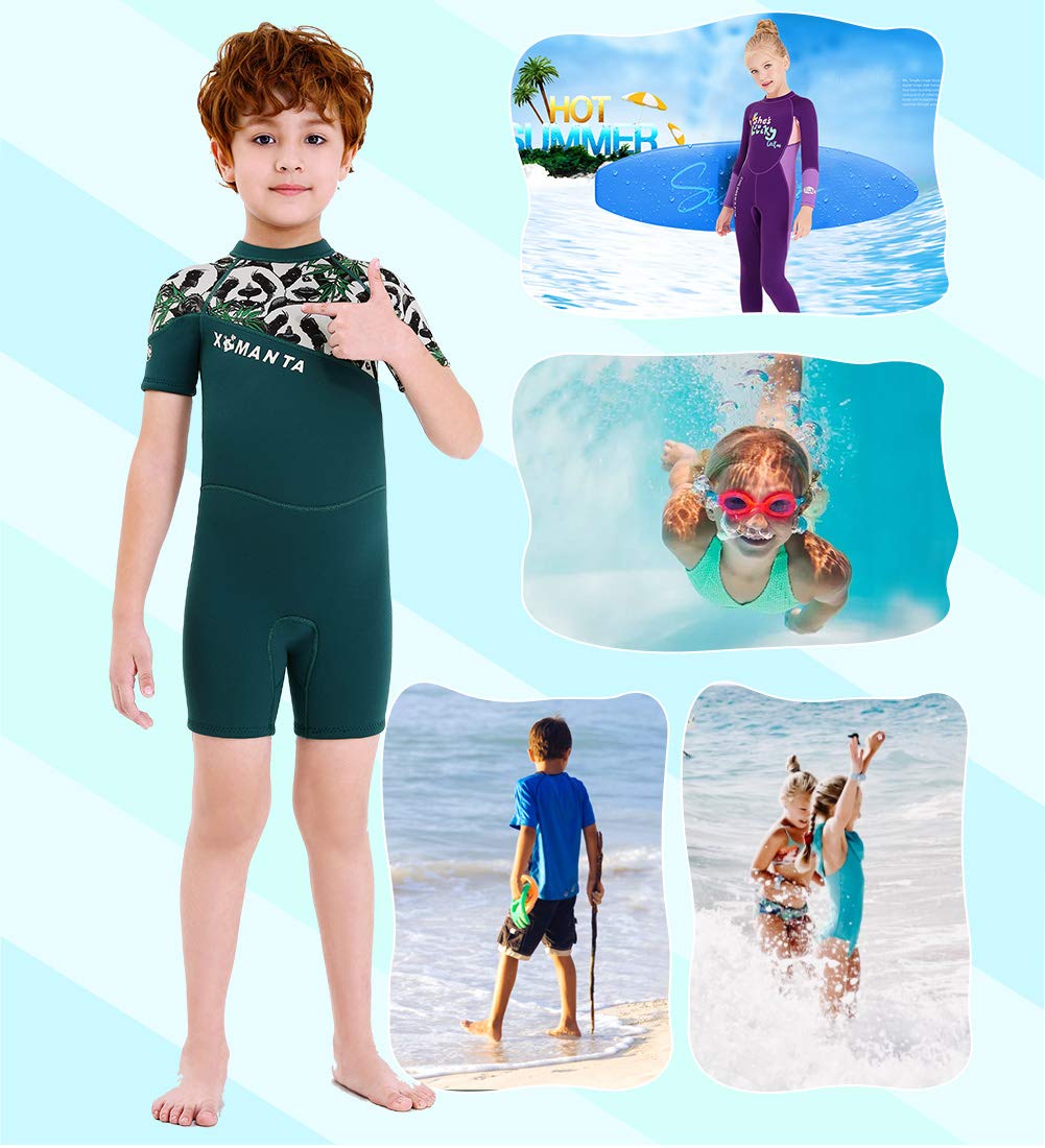 Happy Cherry - 2.5mm Traje de Neopreno Completo Anti-UV Verano Wetsuit Corto Bañador de Buceo Actividades Acuáticos Infantil Elástica - ES 8-9 Años