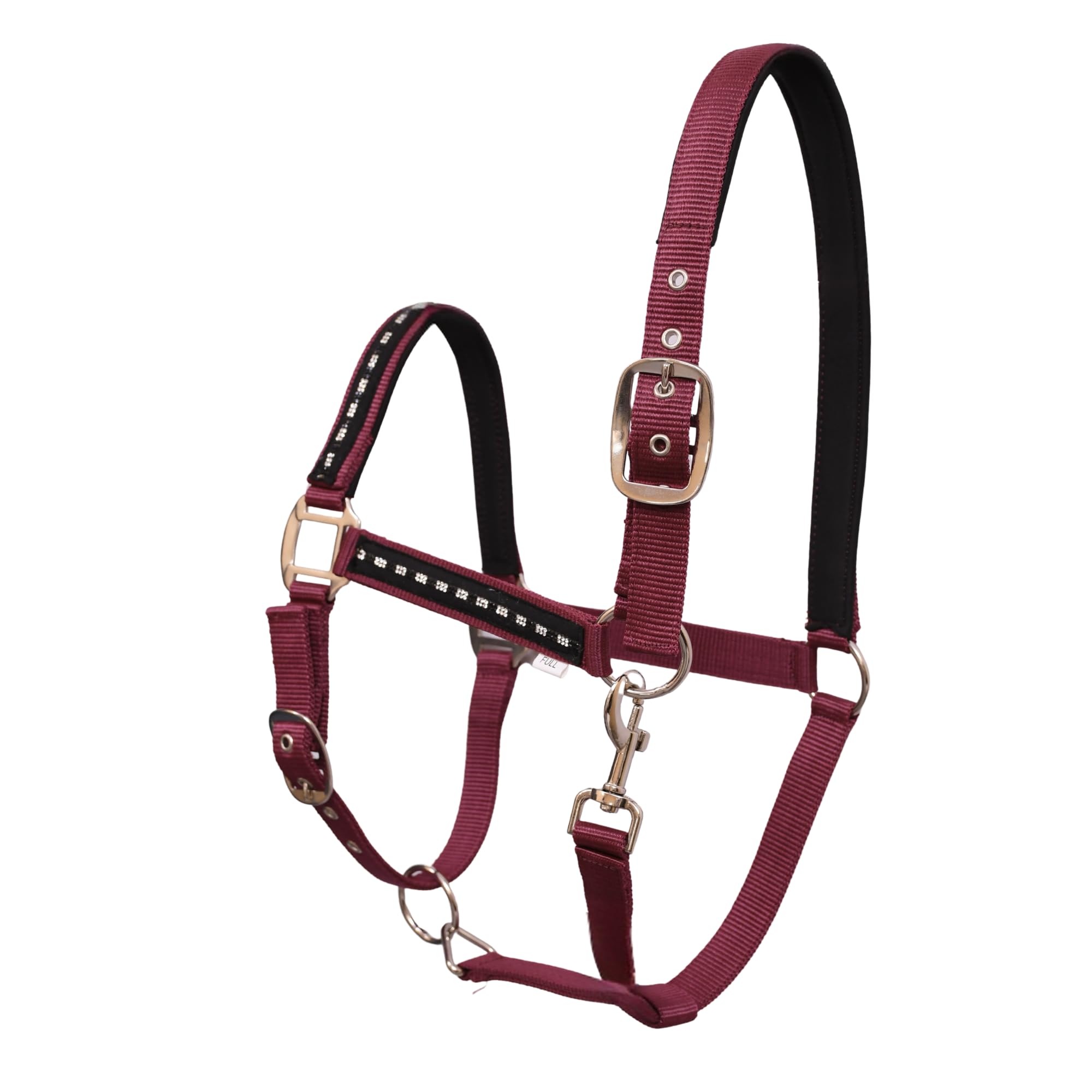 THKtack Padded Horse Headcollar Full Size Multiple Colours | Adjustable Padded Nylon Headcollar | Comfortable Horse Halter With Heavyduty Metal Hardware | Headcollar For Horses & Ponies (Burgundy)