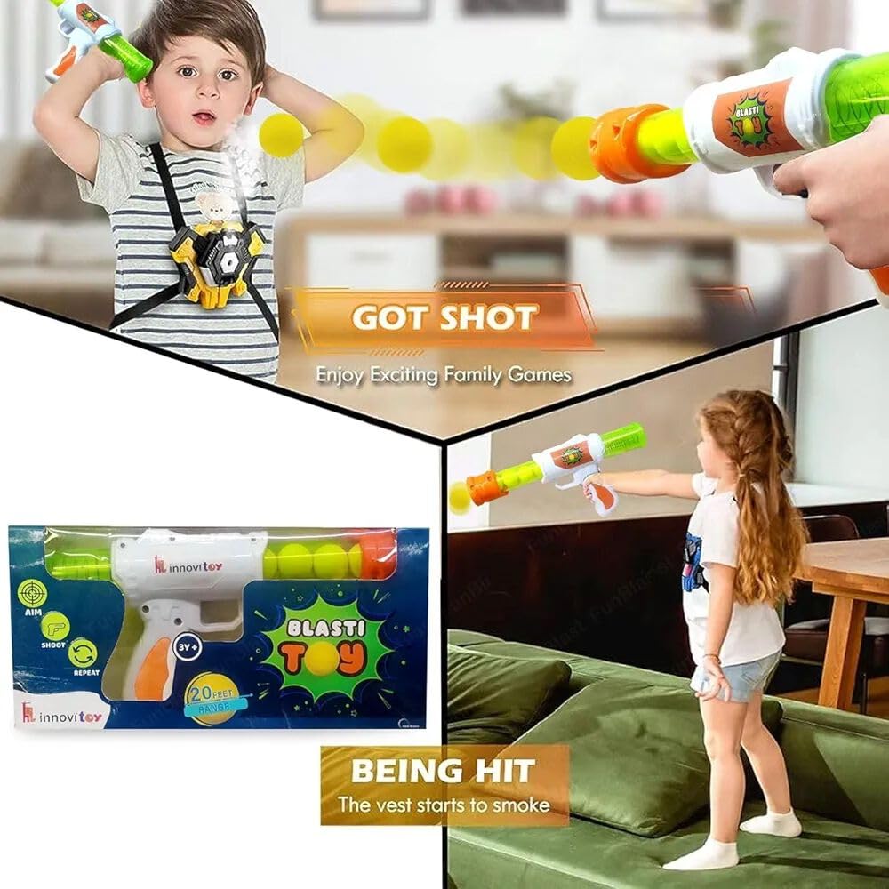 Kidoyz Blasti Gun Foam Ball Toy for Kids | Air Pressure Soft Ball Gun with 5 Foam Balls | Safe Shooting Toy for Boys & Girls | No Battery Required | 1 Pcs 4