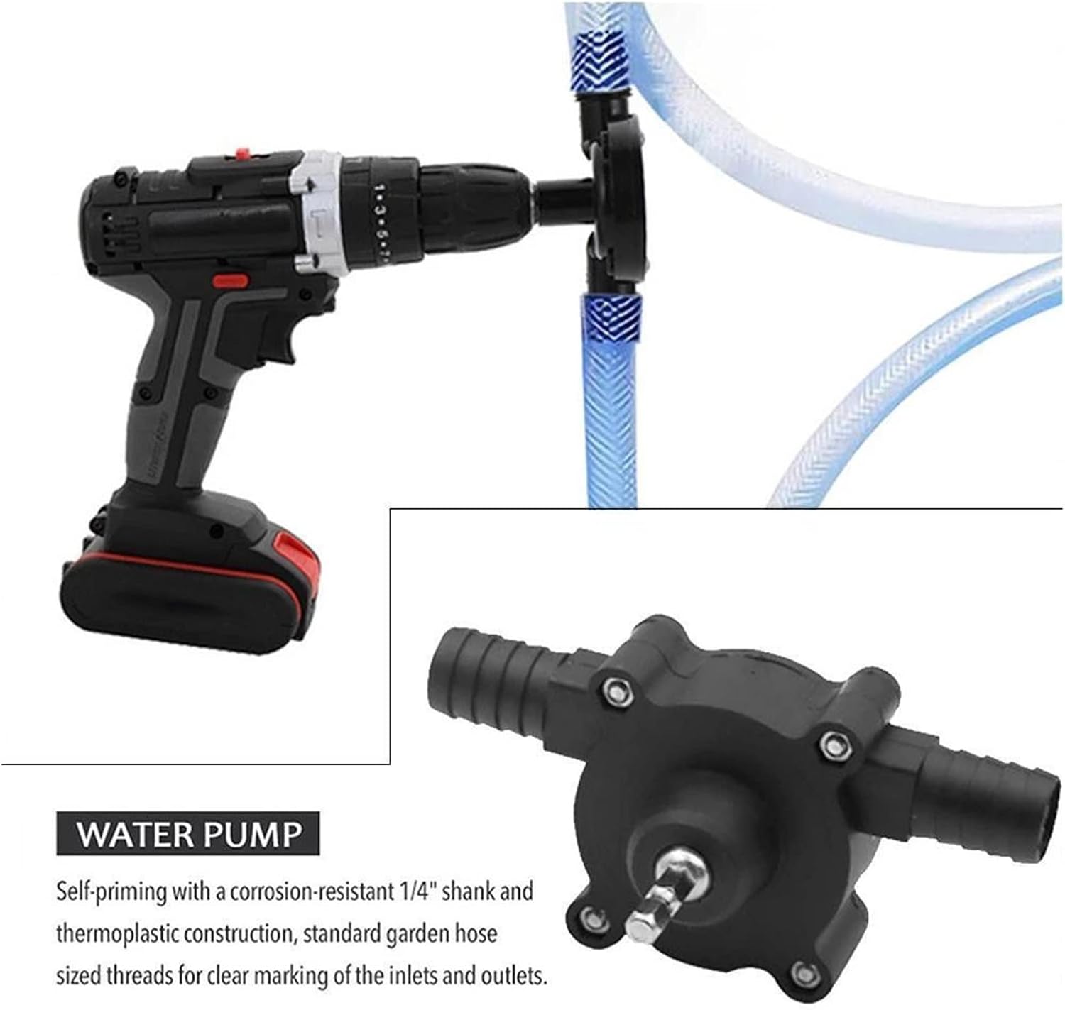 Mini Submersible Portable Electric Water Pump Hand Electric Drill Pump Portable Oil Fluid Water Mini Self-Priming Liquid Transfer Home Garden Outdoor Tool