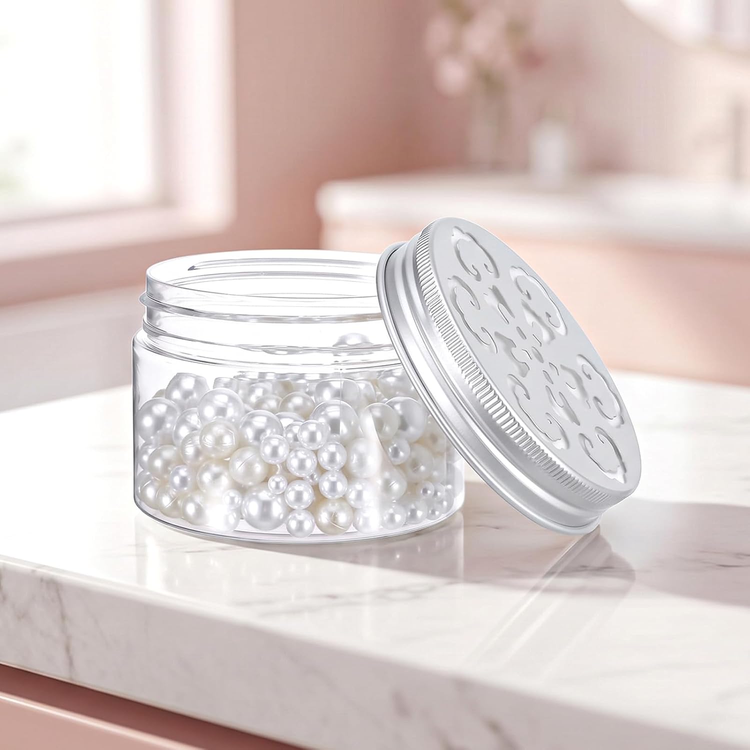 16 Pack 4oz Scent Beads Container with Hollow Aluminum Lid, Clear PP Jars image 5