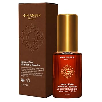 Gin Amber Beauty 20% Vitamin C Booster - Brightening Facial Serum, 1 fl oz