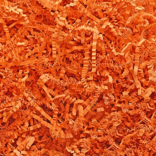 Bobobag 1 LB Orange Crinkle Cut Paper Shred Filler Decorative Shredded Paper for Gift Baskets and Box Packaging Ideal for Christmas Halloween Thanksgiving & Easter Holiday Gifts