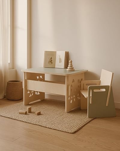 Miniatura 5 de Montessori Children's Desk with Chair Encourages Creativity and Independence, Lightweight and Easy to Assemble