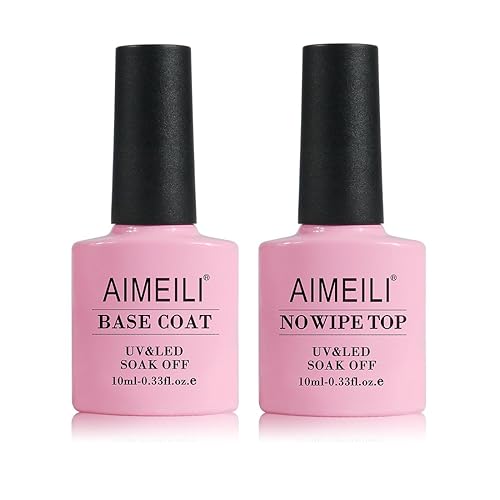 Miniatura 3 de AIMEILI Esmalte de uñas de gel sin hema que no se limpia con la capa superior y base y gel base de goma para uñas
