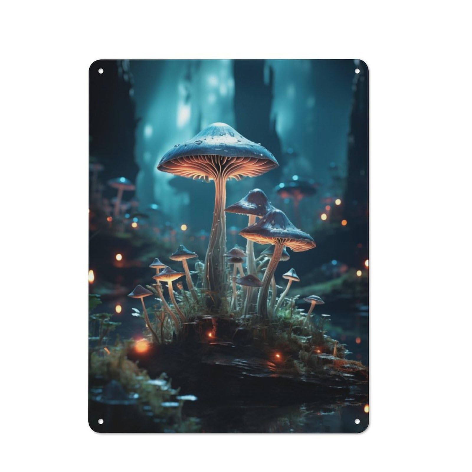 Junmoney Verdant Glow Mushroom Metal Sign 40X30cm With For Workshop Wall, Rustic Decor, For Collectors Decorating Workshops And Hobby Rooms