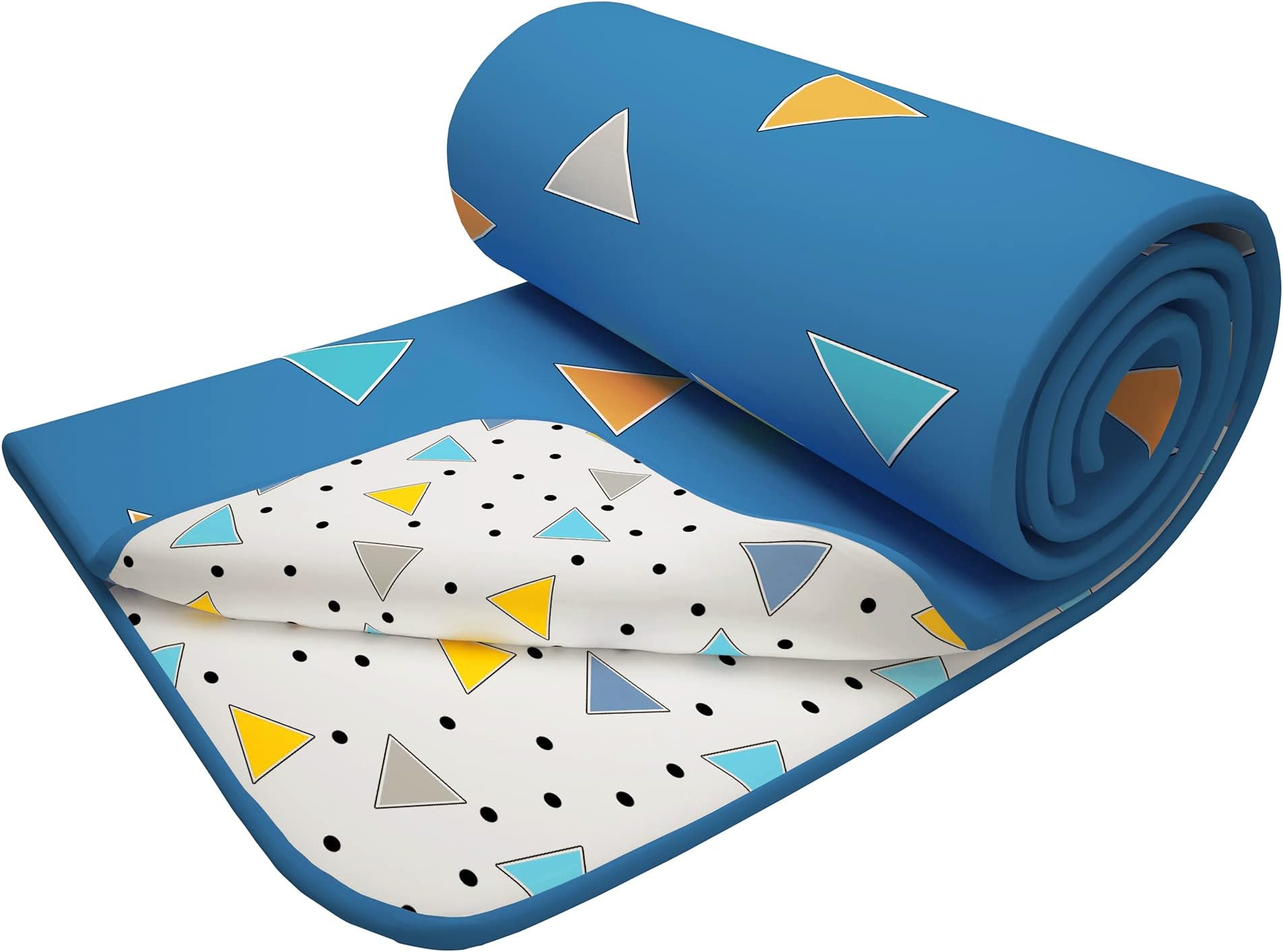 Story@Home Dohar Single Bed TC,144 Cotton AC Blanket for Summer 144x 220CM,150GSM Ac Comforter and AC Blanket for Summer|Blue & Yellow Geometric Pattern Reversible Duvet Quilt,All-Season Blanket