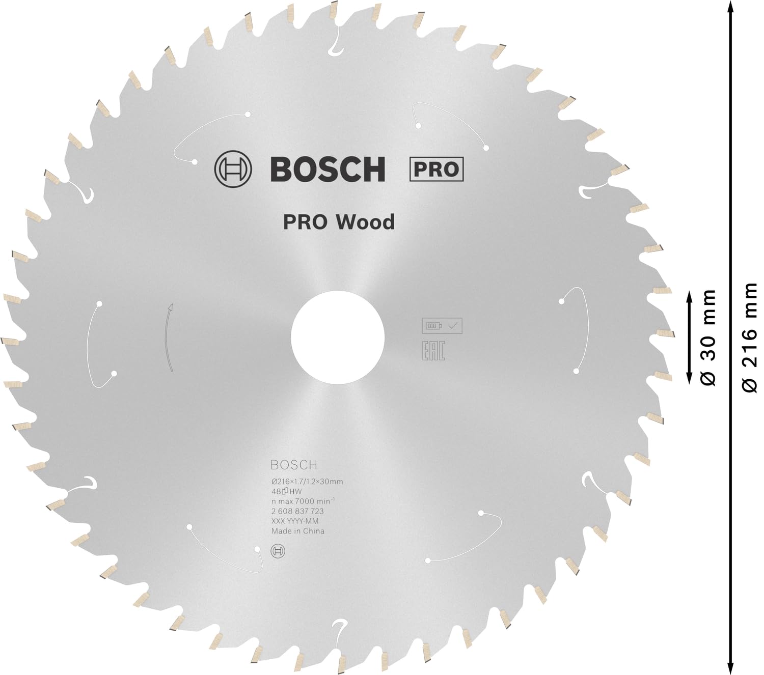Bosch 1x Hoja de sierra circular PRO Wood cordless