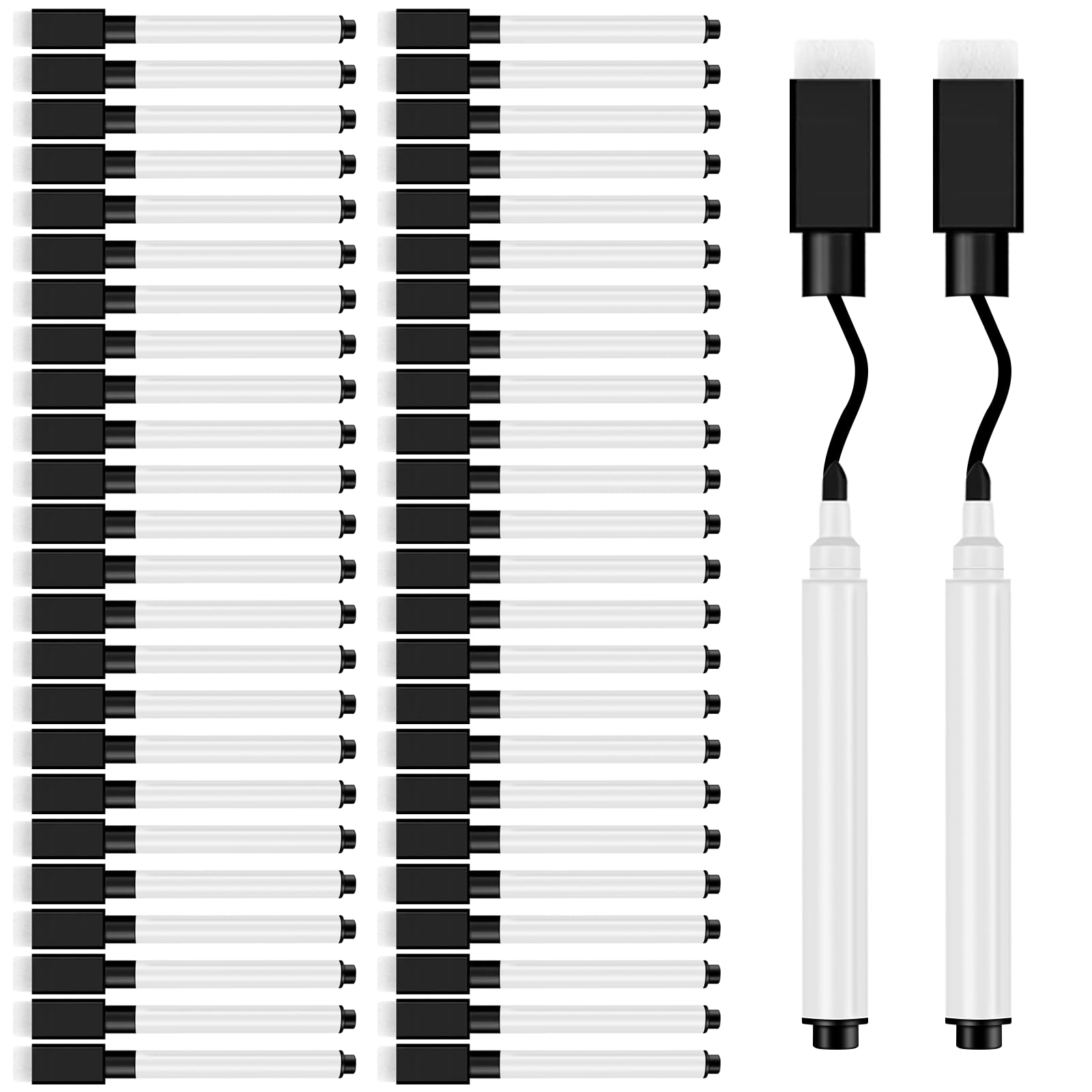 50 Piezas Rotuladores Pizarra Blanca, Rotulador Pizarra Magnéticos Negro Limpiable con Borrador, Rotuladores Pizarra Blanca Punta Fina para el Hogar, Escuela, Oficina