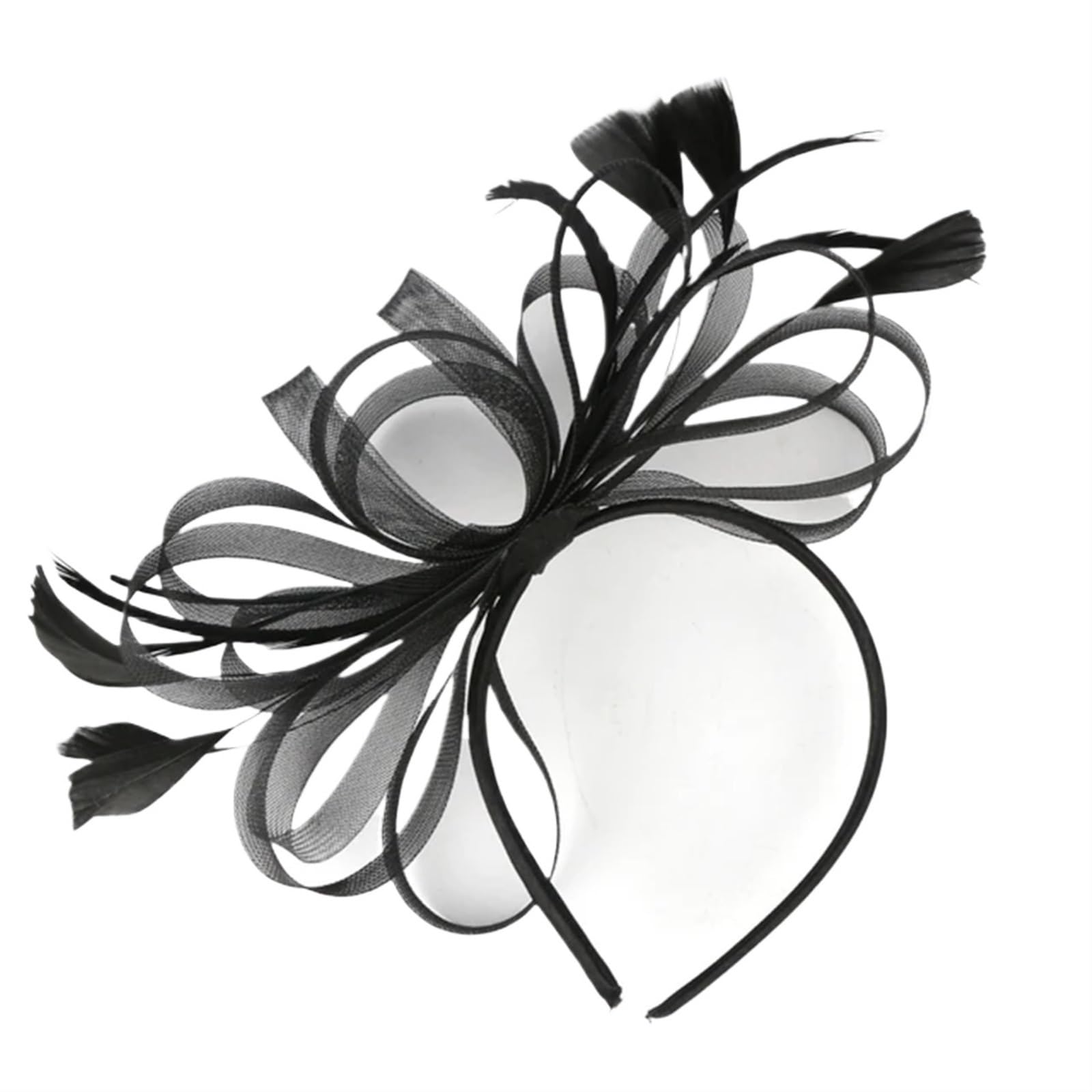 UALXPAO Wedding Hats Women Chic Fascinator Hat Cocktail Wedding Party Church Headpiece Elegant Headwear Feather Hair Accessories Bride Hairpin for Tea Party,Weddings(Black)