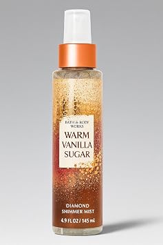 Bath & Body Works Warm Vanilla Sugar Diamond Shimmer Mist, 4.9 fl oz / 145 mL Vanilla Blossom, Sparkling Sugar, and Soft Sandalwood