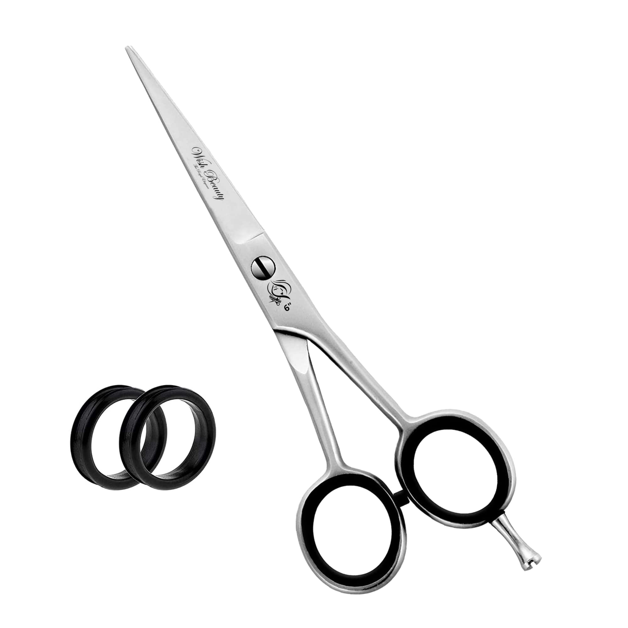 Wishbeauty 6" Professional Hairdressing Scissors – Sharp Stainless Steel Hair Cutting Shears for Salon Stylists, Barbers & Home Haircuts (Silver)