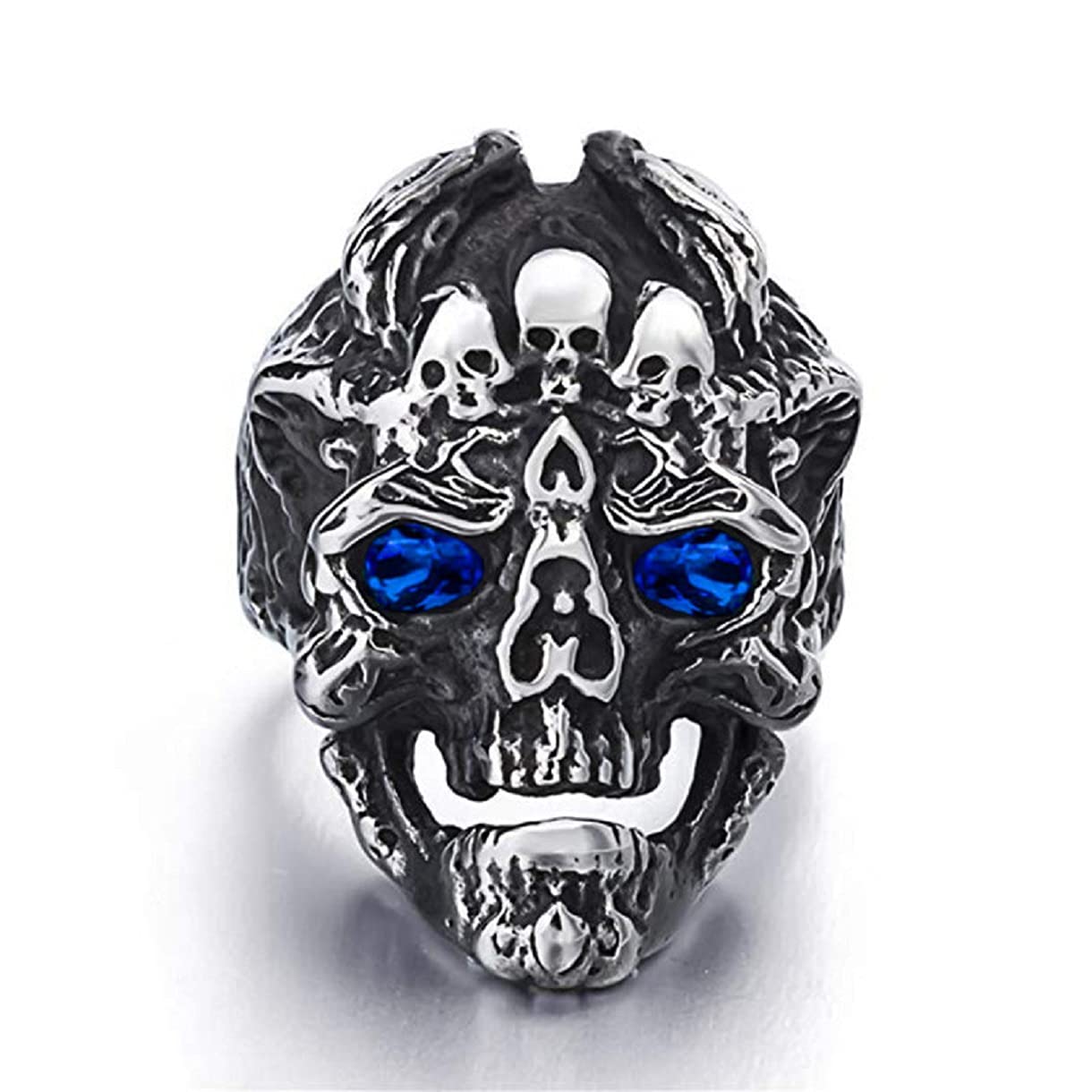 Skull Head Ring, Multi Skull Ring for Men, Gothic Demon Skull Ring Halloween Skull Jewelry, Norse Viking Skull Ring Hip Hop Skull Skeleton Band Ring Punk Pirate Skull Ring for mens