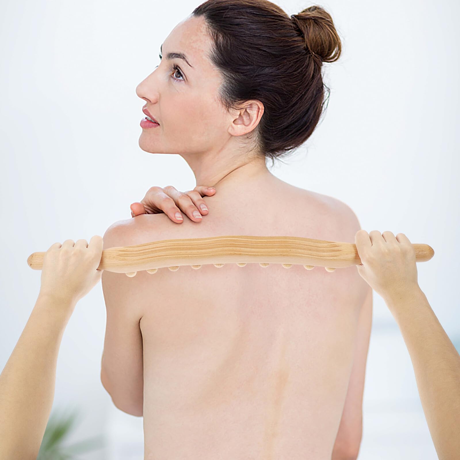 Angoily Strumento Massaggiatore in Legno Perline Rotonde, Massaggio Linfatico Portatile e Delicato sulla Pelle, per Massaggio Corpo a Casa in Viaggio