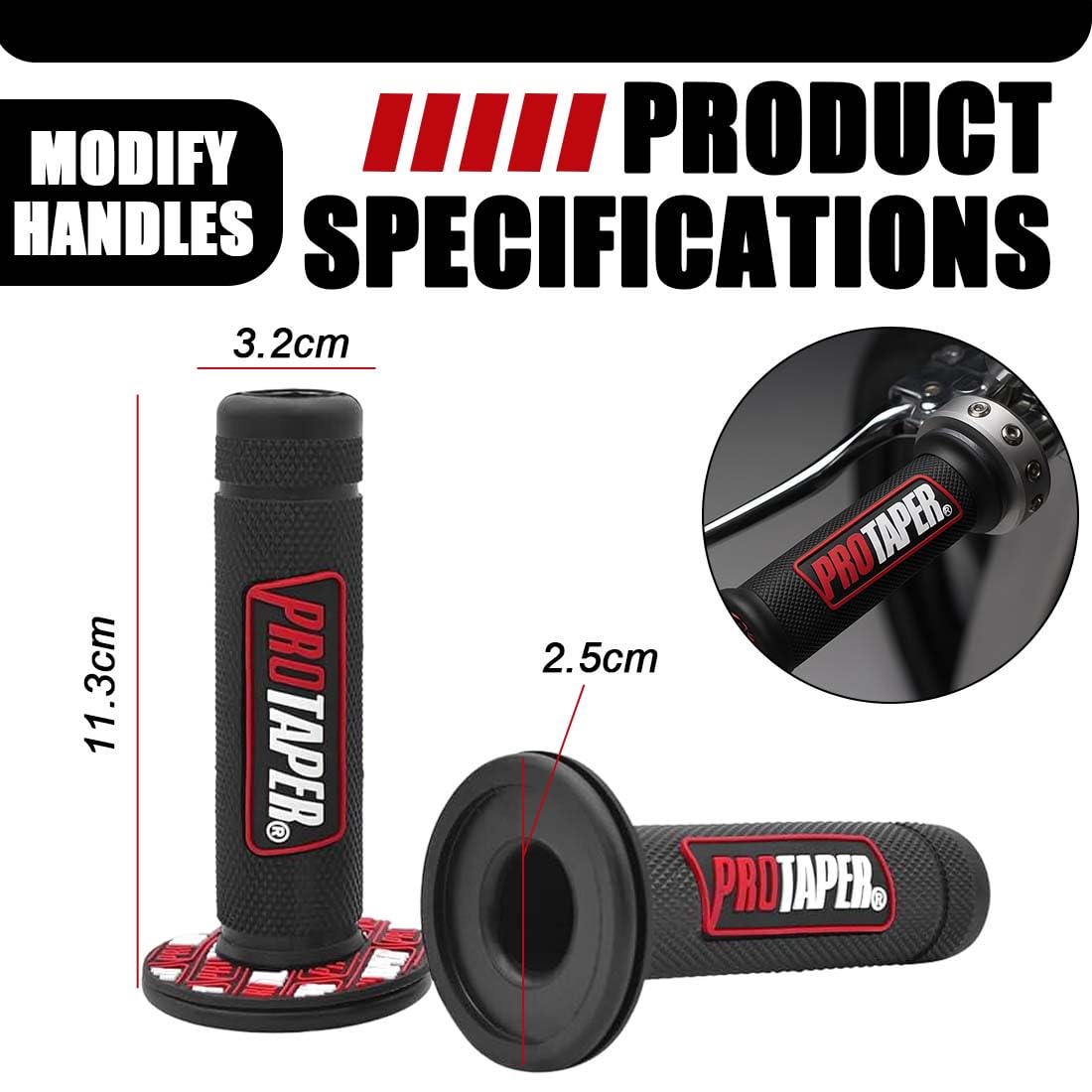 Manopola in gel per manubrio di motocicletta, Manubrio Gomma Freno Manopole, da 7/8", per K.T.M CRF EXC YZF Protaper Pro Conica Motocross Dirt Pit Bike