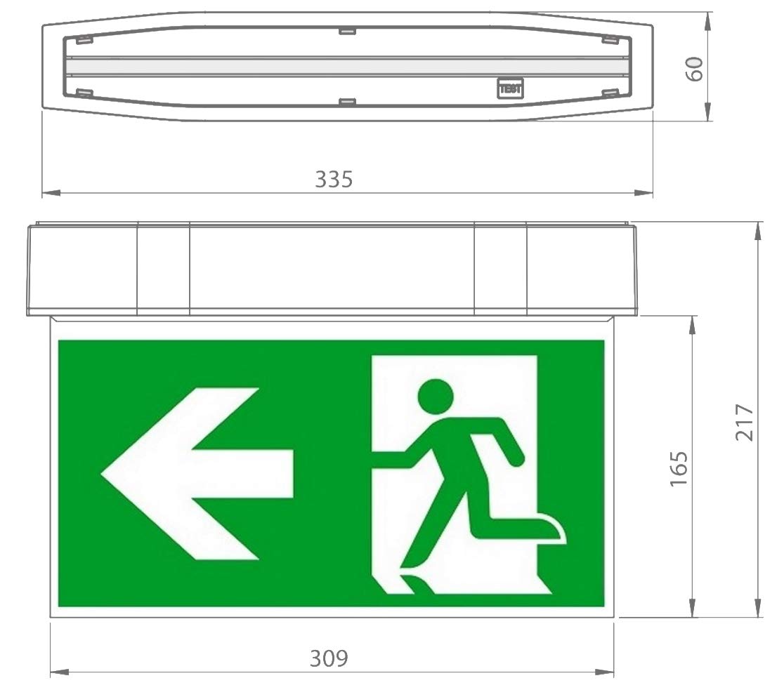 Notleuchte LED Autotest IP54 Notbeleuchtung Rettungszeichenleuchte Fluchtwegleuchte Notlicht Rettungszeichen