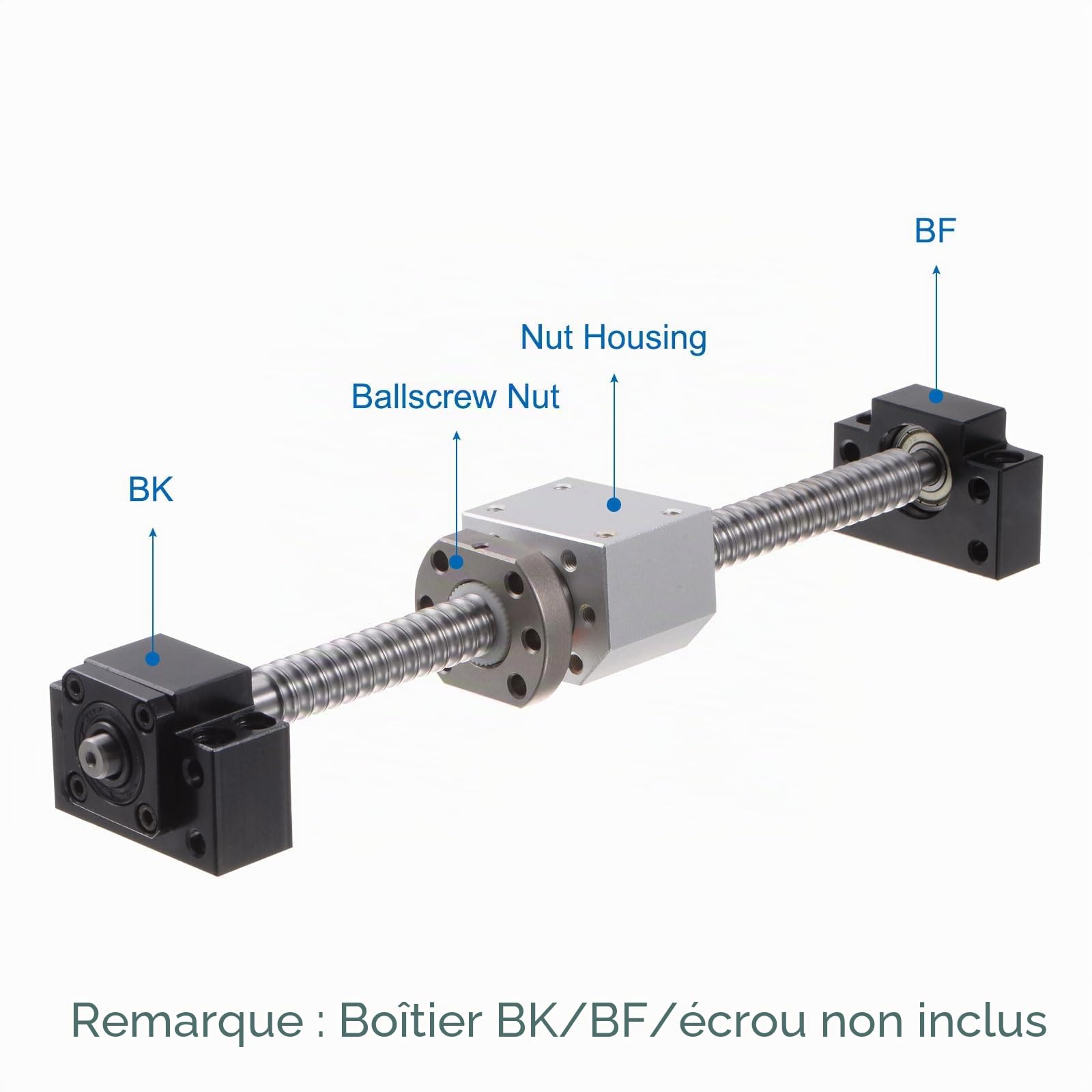 QUARKZMAN Vis à billes SFU1204 (Diamètre 12mm, Pas 4mm, Longueur 200mm) avec écrou de vis à billes Kit de vis à billes anti-jeu standard Usinage d'extrémité pour pièces de machine CNC