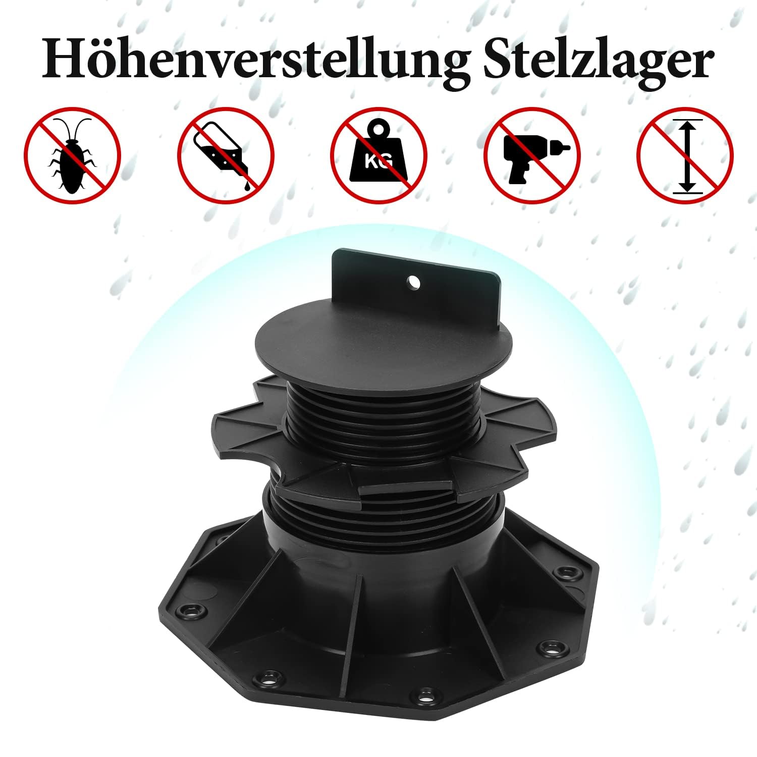 Generisch Stelzlager Höhenverstellbar für Terrassendielen Aussen aus WPC Holz Kunststoff - Unterkonstruktion Terrasse Alu & Holz - Terrassenlager Verstellbar - Terrassenplattenlater (60 140mm)