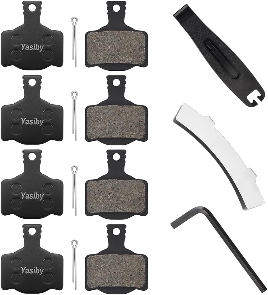 Bike Brake Pads, 4 Pairs Disc Brake Pads High-Performance with Installation Tools, Premium Semi-Metallic & Organic Resin MTB Bicycle Brake Pads for Magura MT2, MT4, MT6, MT8, MT Trail, MT Sport