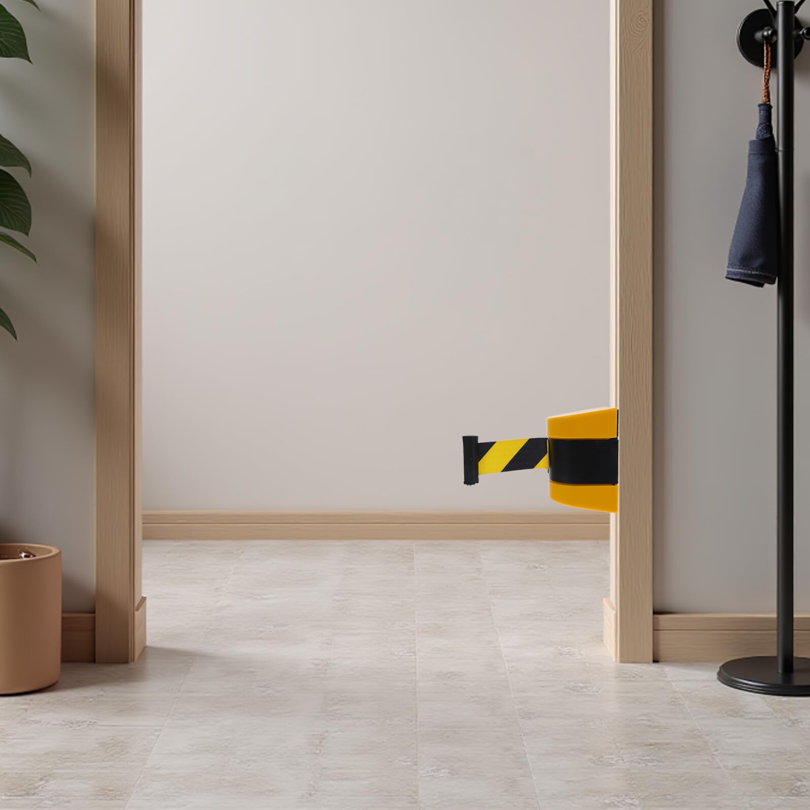 Juego De Cintas De Seguridad Retráctiles De 5 M para Montaje En Pared, con Franjas De Advertencia Amarillas Y Negras. Ideal para Control De Multitudes, Gestión De Colas, Obras De C