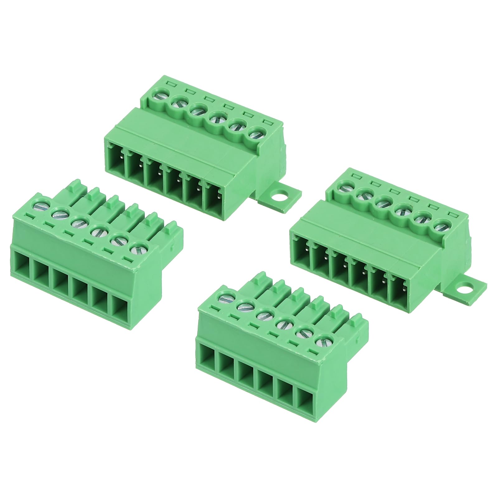 sourcing map 2 Set 6 Pin Screw Terminal Block Connector,3.81mm/0.15 Inch Pitch Male & Female PCB Mount Screw Terminal 300V 8A Green Terminal Block Connector for Home Electronic Project