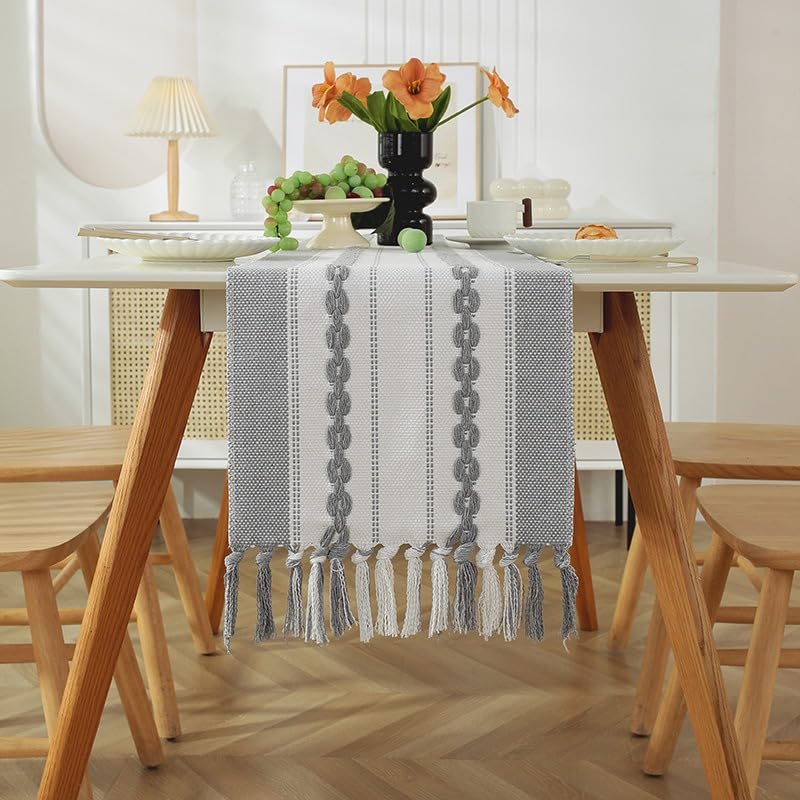 1 runner da tavolo in macramè, 183 cm, runner da tavola bohémien con nappe, runner da tavolo intrecciato a mano, runner da tavolo rustico per cucina e tavolo da pranzo