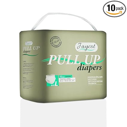 Jaycot Premium Adult Diaper Pants Style - 10 Count -Large- Waist - 80-120 cms with extra comfortable and Anti-Bacterial technology for men and women: Amazon.in