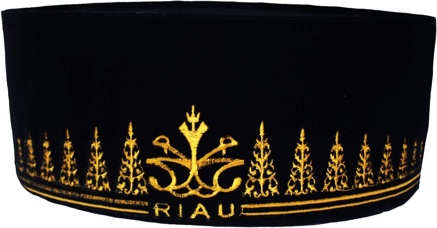 Ana Bordir Mens Islamic Moslem Muslim Prayer Cap Hat Topi Kufi Kofia Kopyah Kopiah Peci Head Wear Embroirdered Tall Takke Fashion Jet Black