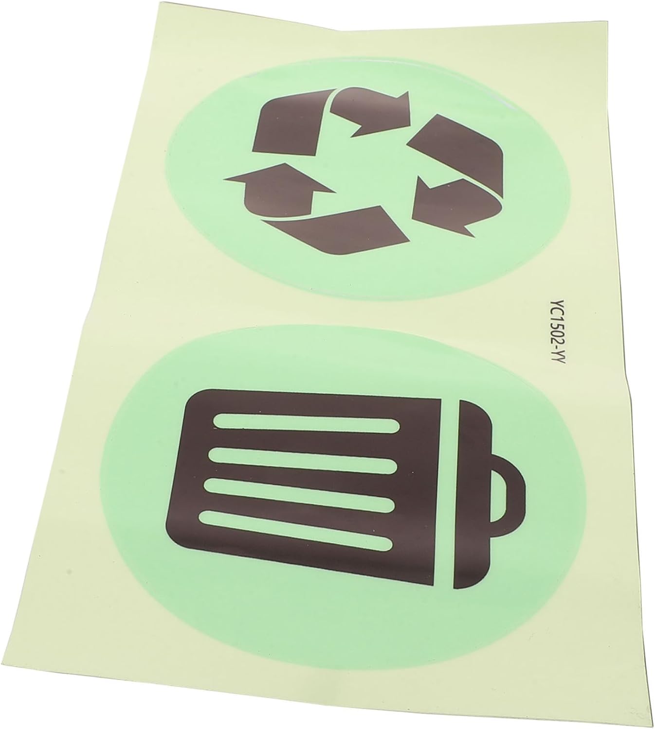 Glow-in-the-Dark Trash Can Recycle Sticker 1 Sheet PVC Self Adhesive