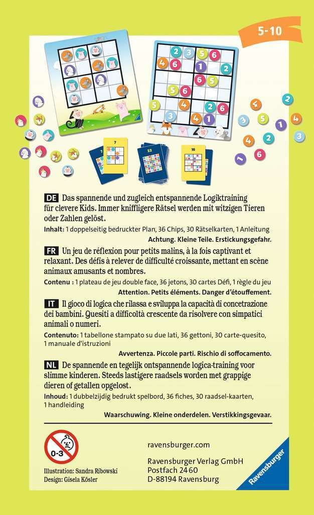 Ravensburger® - Sudoku para niños - 20850: Juego de lógica para niños de 5 a 10 años