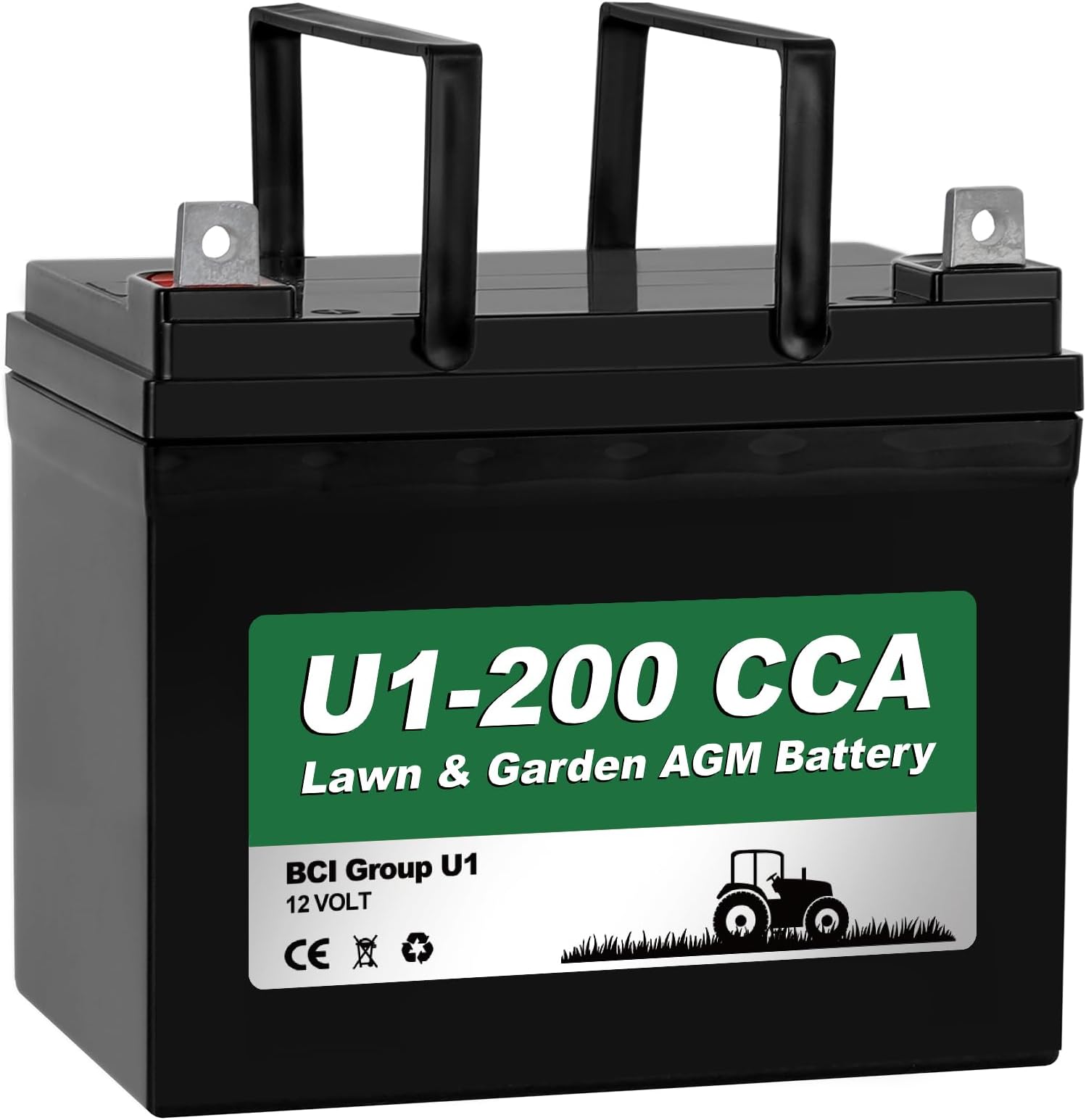 Lawn Garden AGM Battery, 12V 200CCA BCI Group U1 SLA Starting Battery for Lawn, Tractors and Mowers, Compatible with John Deere, Toro, Cub Cadet, and Craftsman