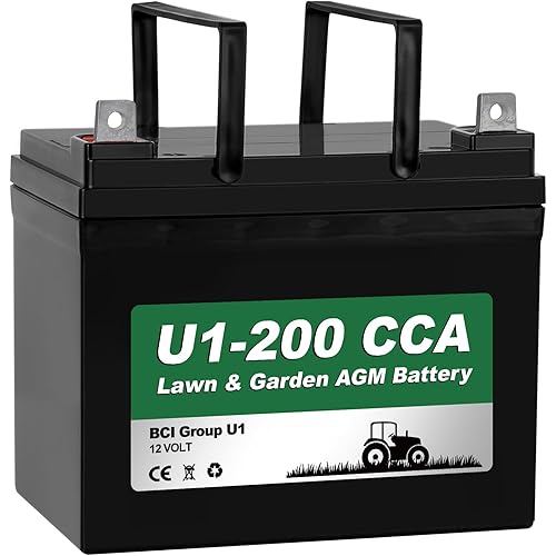 WEIZE Lawn Garden AGM Battery, 12V 200CCA BCI Group U1 SLA Starting Battery for Lawn, Tractors and Mowers, Compatible with John Deere, Toro, Cub Cadet, and Craftsman