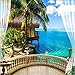 Produktbild Knncch Tapete Große Hd Balkon Fenster Strand Sea Palm Ferienhaus Urlaub Hintergrund Seide Personalisierte Foto-150X120Cm